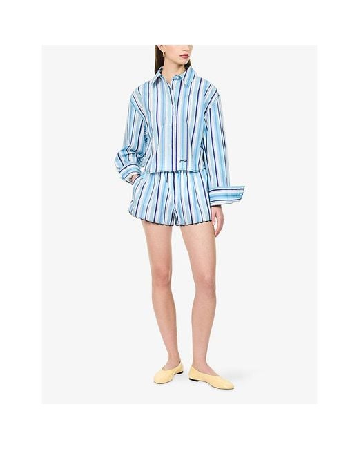 Sir Blue Vester Striped Cotton Shorts