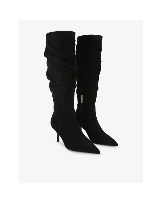 Carvela Kurt Geiger Black Spirit Slouch Suede Heeled Knee-High Boots