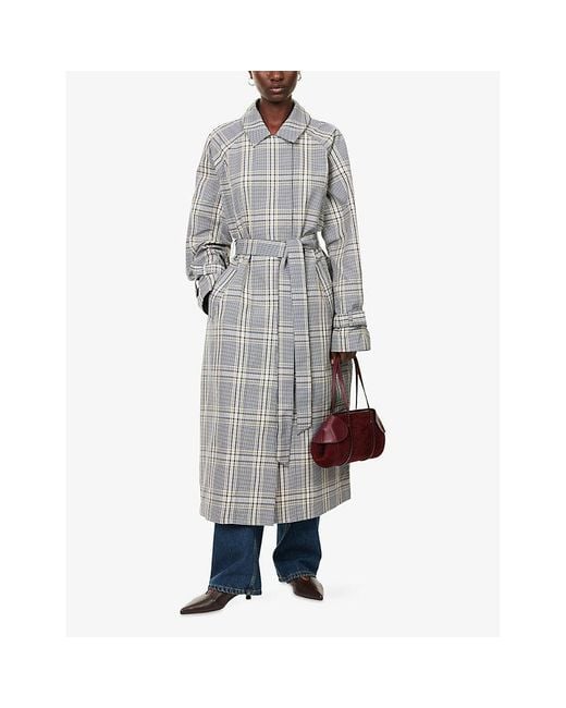 Camilla & Marc Gray Delta Plaid Check-Print Woven Trench Coat