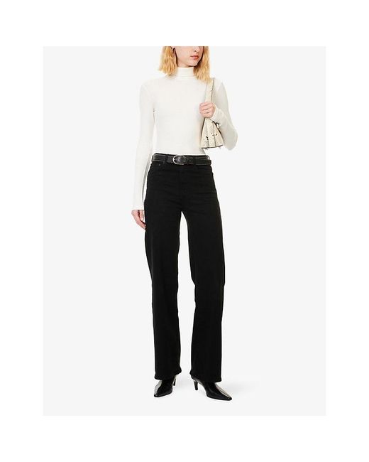 Citizens of Humanity Black Lyra Wide-Leg Cotton-Blend Jeans