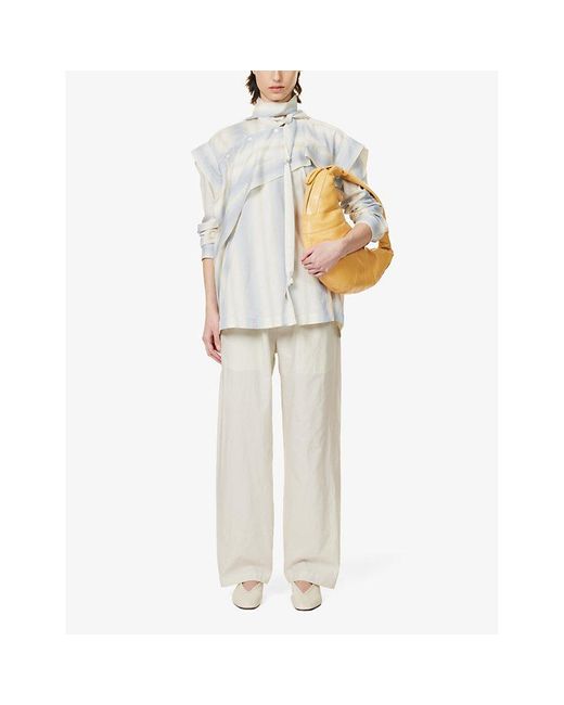 Lemaire White Relaxed-fit Side-pocket Cotton And Silk-blend Trousers