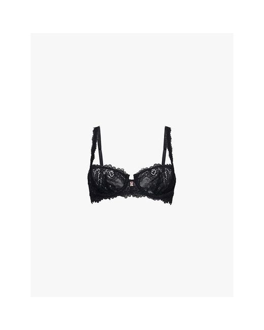 Savage x Fenty Black Romantic Corded Unlined Balconette Stretch-Lace Bra