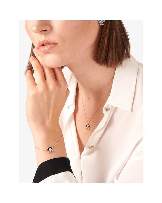 La Maison Du Couturier Metallic Selda Evil Eye Navy14Ct Rose- And Diamond Bracelet