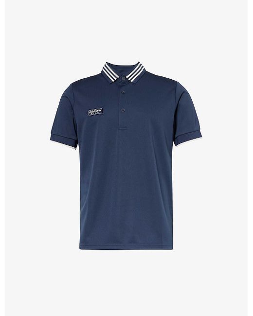 Adidas Originals Blue Night Vy Spezial Brand-appliqué Recycled-polyester Polo Shirt for men