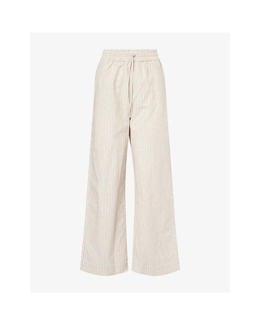 Kayanee Natural Relaxed-Fit Straight-Leg Cotton-Blend Trousers