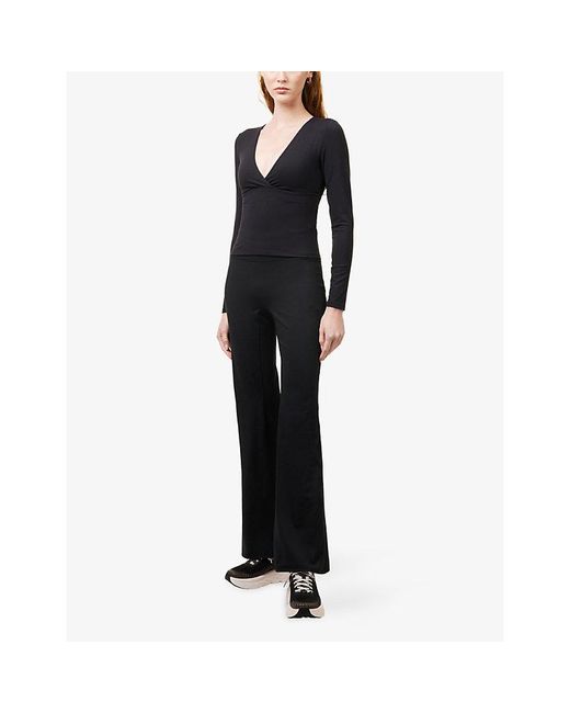 ADANOLA Blue Flared Yoga Stretch-Jersey Leggings