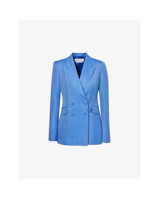 Gabriela Hearst Blue Stephanie Peak-lapel Regular-fit Wool, Silk And Linen-blend Blazer
