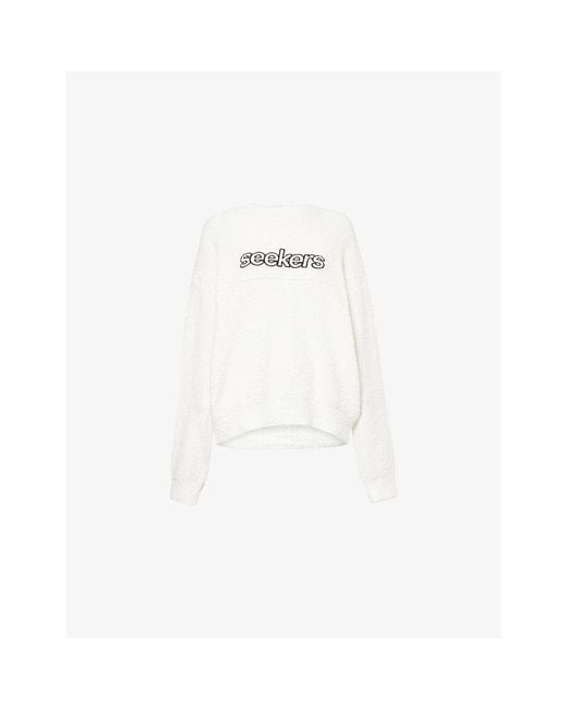 Sisters & Seekers White Nonna Logo-Embroidered Cotton-Knit Jumper
