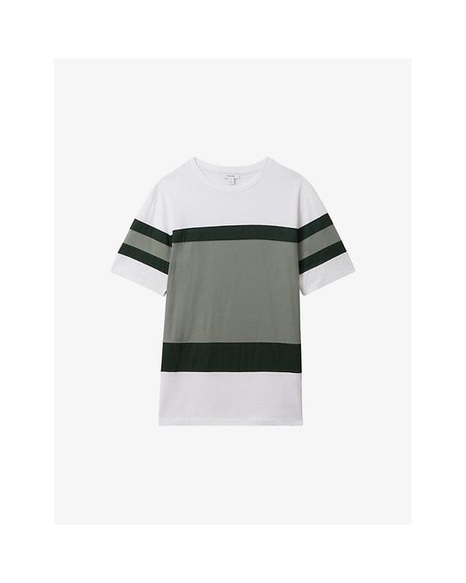 Reiss Green Auckland Slim-fit Striped Cotton T-shirt for men