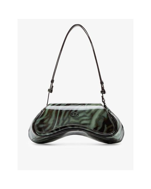 DIESEL Green Play Graphic-print Faux-leather Cross-body Bag