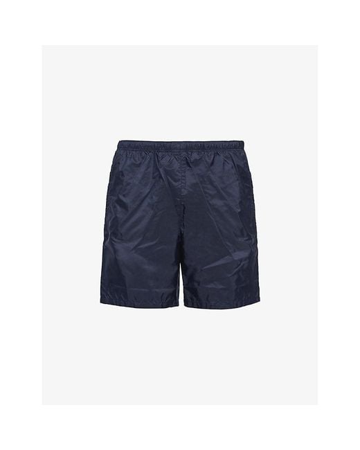 Prada Blue Triangle-Logo Re-Nylon Swim Trunks for men