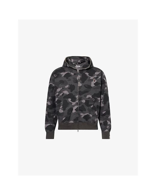 A Bathing Ape Black One Point Camouflage-Print Cotton Hoody for men