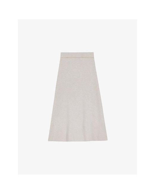 Ted Baker White Lydlee High-rise A-line Knitted Midi Skirt