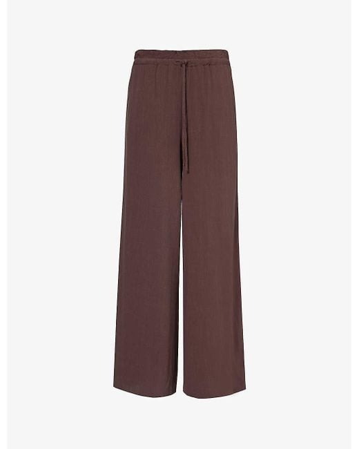 4th & Reckless Brown Tulum Straight-leg Mid-rise Drawstring-waist Woven Trousers