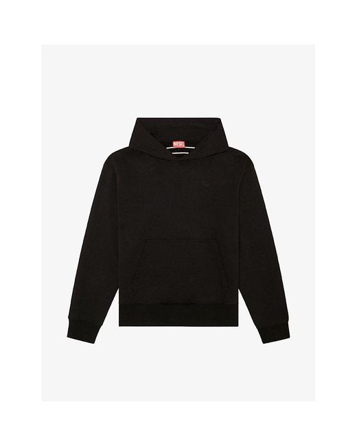 DIESEL Black Macs Logo-Embroidered Relaxed-Fit Cotton-Jersey Hoody for men