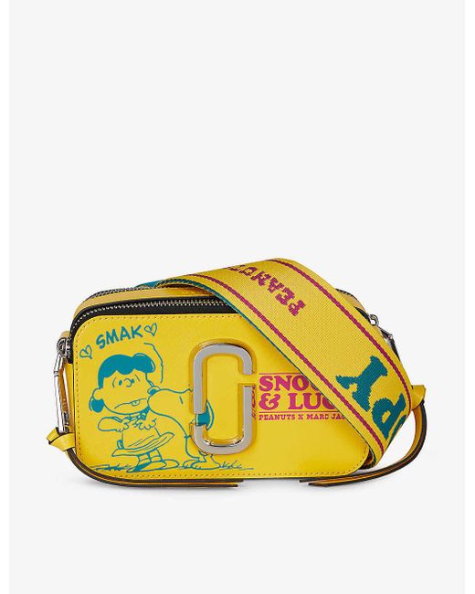 Marc Jacobs Yellow X Peanuts Snapshot Snoopy And Lucy Print Leather Cross-body Bag