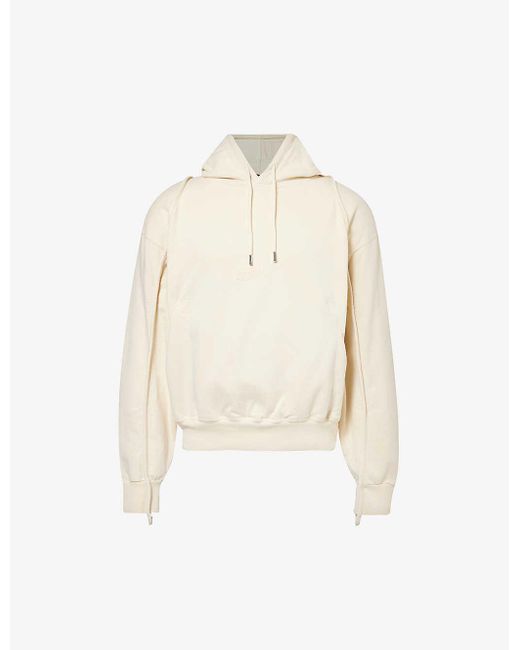 Jacquemus White Le Sweatshirt Brand-embroidered Organic Cotton-jersey Hoody for men