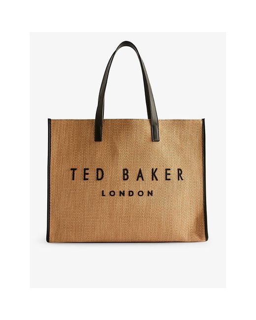 Ted Baker Natural Pallmer Logo-embroidered Woven Tote Bag