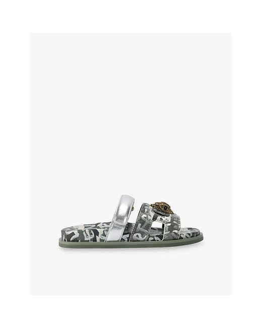 Kurt Geiger Green Eagle Cut-Out Woven Sandals