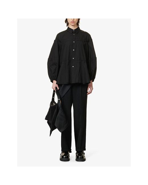 Comme des Garçons Black Long-sleeved Panelled Cotton-poplin Shirt