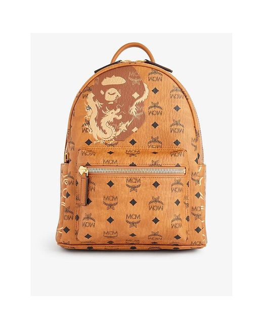 MCM Brown Cogc X A Bathing Ape Stark Faux-leather Backpack for men