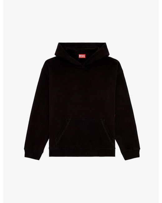 DIESEL Black S-boxt-hood-n8 Branded-print Cotton-jersey Hoody for men