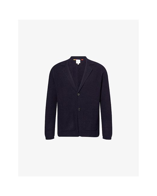 Paul Smith Blue Notched-Lapel Patch-Pocket Wool Cardigan for men