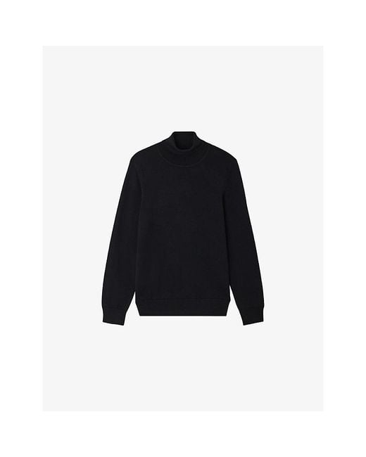 Sandro Black Turtleneck Fine-Knit Wool Jumper for men