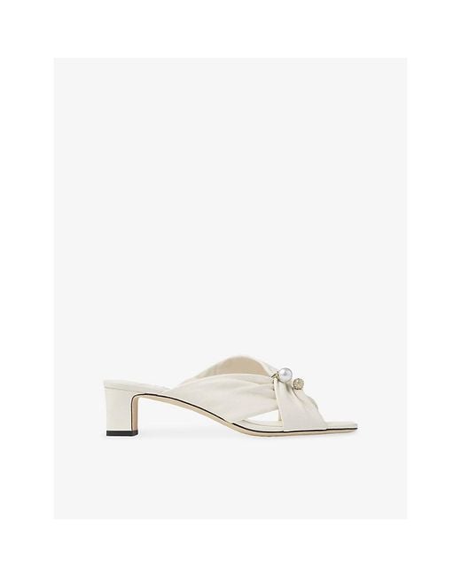 Jimmy Choo White Rafi 45 Soft Leather Mules