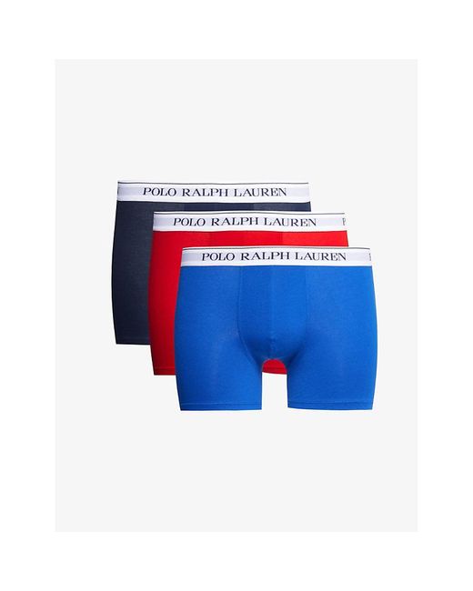 Polo Ralph Lauren Blue Pack Of Three Branded-waistband Stretch-cotton Boxer Briefs X for men