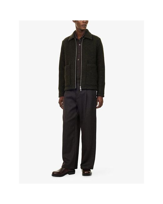 NN07 Black Gael Patch-Pocket Wool-Blend Jacket for men