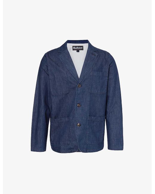 Barbour Blue Notched-lapel Patch-pocket Denim Jacket for men