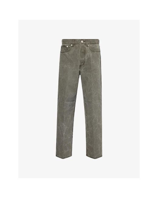 Obey Gray Classic Wrinkle Baggy-Fit Denim Jeans for men