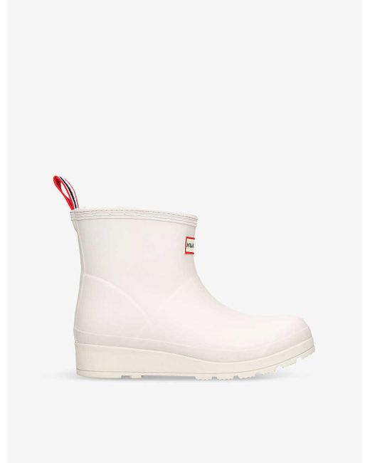 Hunter White Play Borg-lined Short Rubber Wellington Boots