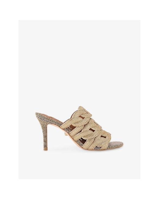 Kurt Geiger Metallic Crystal Chain Woven Heeled Mules