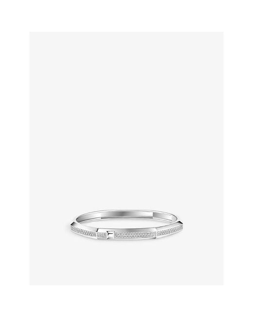 Messika White Moderniste Pave Medium 18Ct And 0.75Ct Diamond Bangle Bracelet