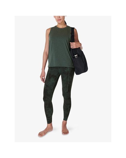 Sweaty Betty Green Soft Flow Studio Stretch-Woven Tank Top
