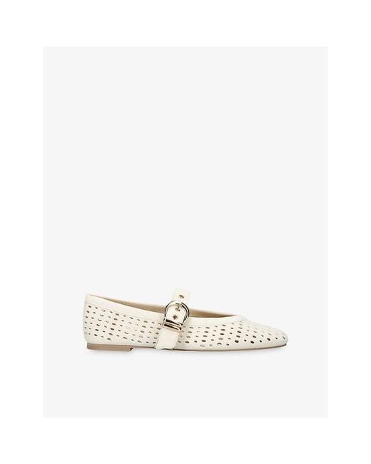 Dolce Vita White Mikel Perforated Suede Ballet Flats