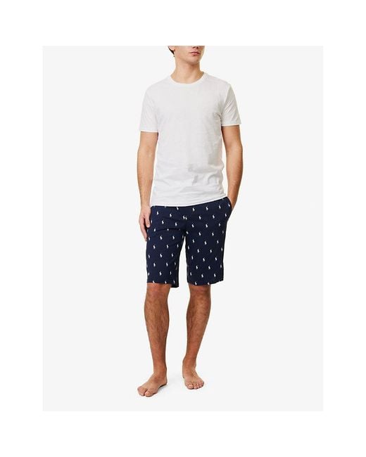 Polo Ralph Lauren Blue Cotton-Jersey Logo-Print Pyjama Shorts for men