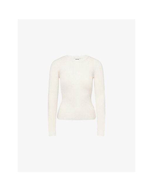 ME+EM White Barely There Slim Ribbed Wool Jumper