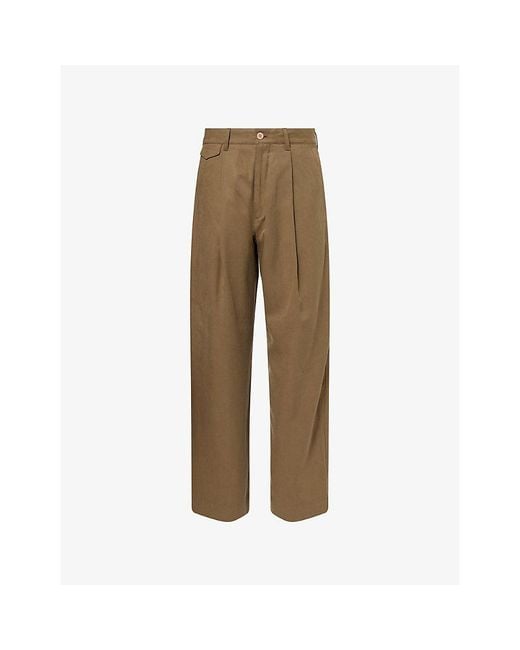 Paul Smith Natural Straight-Leg Pleated Woven Trousers for men