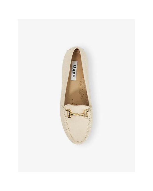 Dune Natural Glenniee Snaffle-Embellished Suede Lloafers