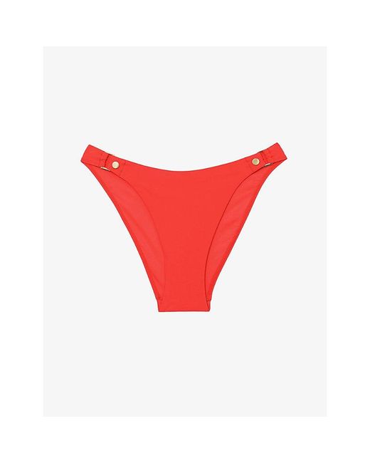 Reiss Red Sandy Stud-Embellished Bikini Bottoms