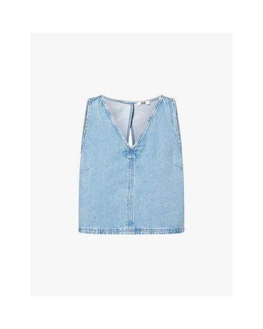 PAIGE Blue Zola Cotton-Blend Denim Top