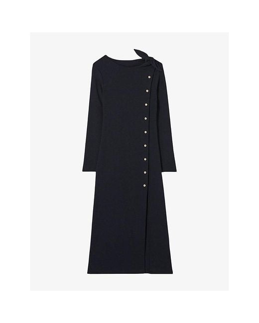 Claudie Pierlot Black Long Slim-Fit Stretch-Knit Midi Dress