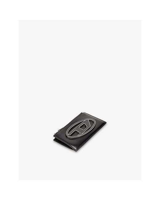 DIESEL Black 1Dr Logo-Plaque Leather Card Holder Lii