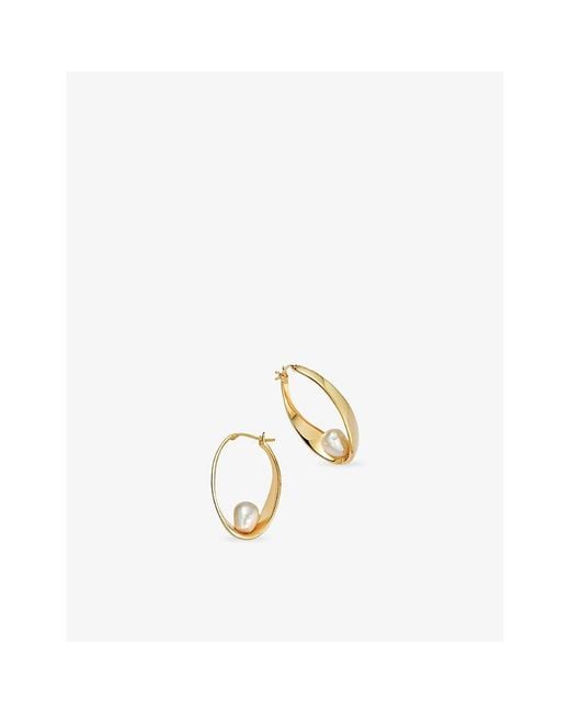 Astley Clarke Metallic Floe 18Ct And Freshwater Pearl Hoop Earrings