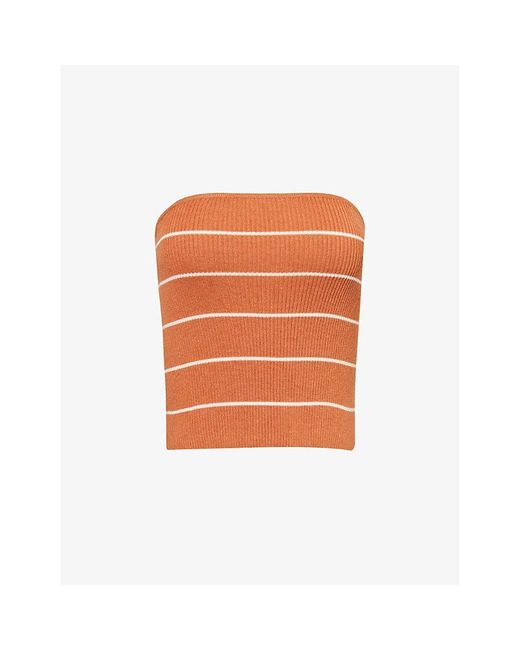 Pretty Lavish Orange Louisa Stripe-pattern Knitted Top