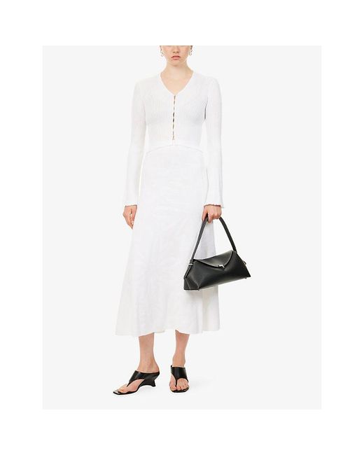 Yasmina Q White Sabine Cropped Knitted Cardigan