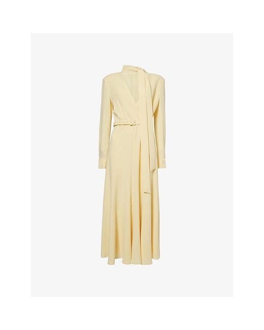 Roland Mouret Metallic Scarf Wrap-Front Cady Midi Dress
